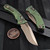 Microtech Amphibian Ram-Lok 137RL-13MS1 Antique Green Titanium Slab Side Bronze Blade & Ti Accent Marfione Select