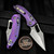 Microtech Stitch Ram-Lok 169RL-12MS5 Purple Haze Titanium Slab Side Full Serrated Stonewash Purple Ti Accent Marfione Select