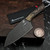 MICROTECH KNIVES 6" M390 SANTOKU DLC KNIFE BRONZE TITANIUM BOLSTER LIVE-WIRE CARBON FIBER 3200B-1DLCLWCFS