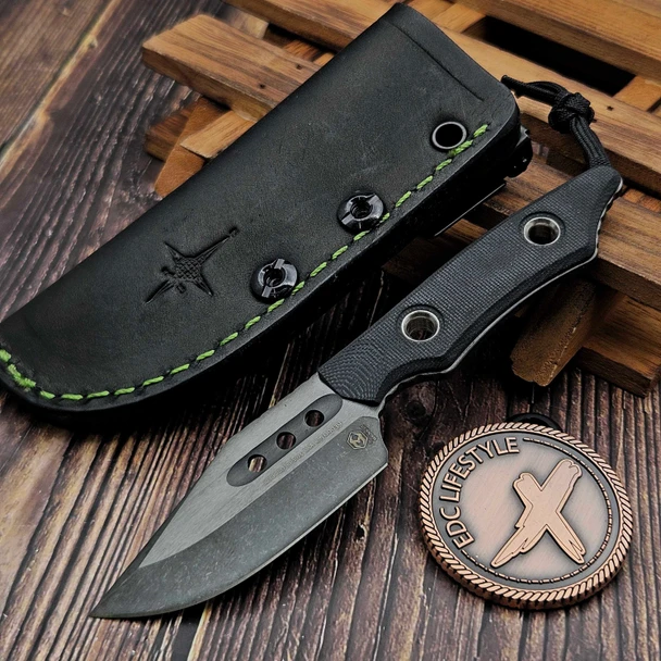 Heretic Knives Kobold Bowie Fixed Blade Knife Black G10 2.6