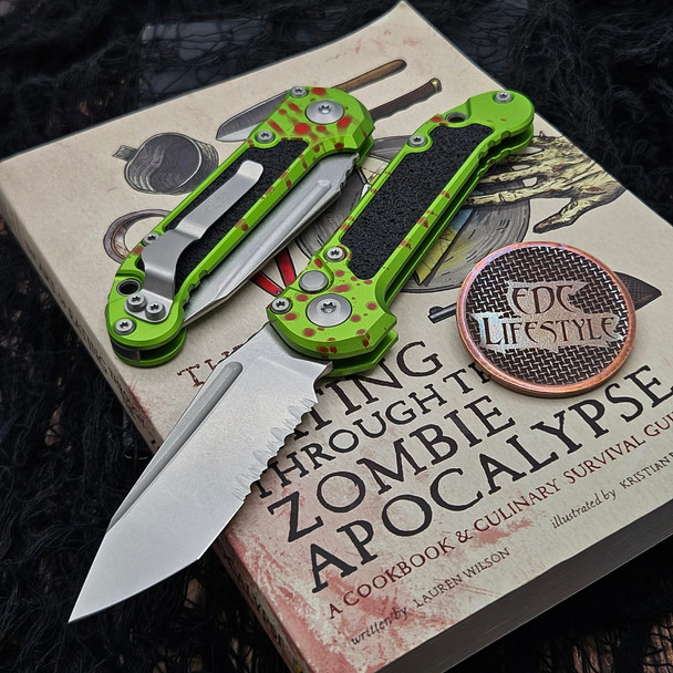 Handle Tech Zombie - D/E Dirac 225-10Z Microtech 美品 リスタイ TECTER MECHA - Blade Stonewash グローブ・リスタイ
