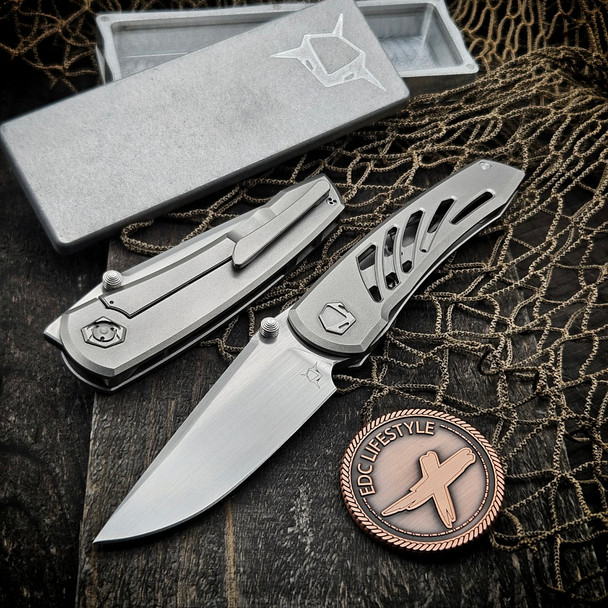 WAKIZAKA！ Sharknivco Gills Waka V4.9 Titanium ZirBlast Handle Frame Lock