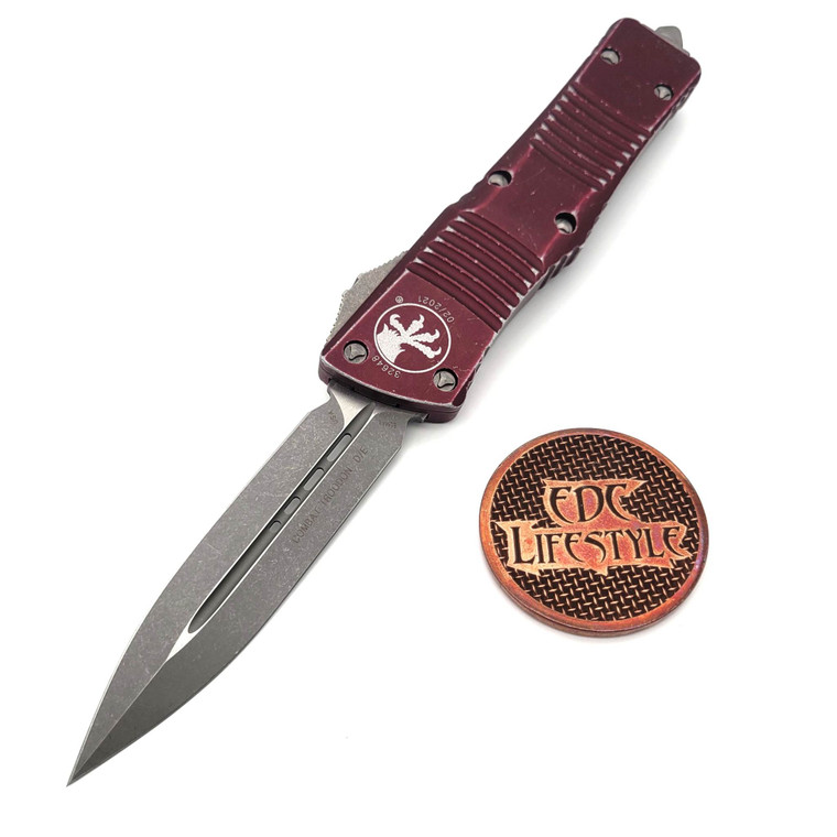 Microtech Combat Troodon 142-10DMR Distressed Merlot Apocalyptic Double Edge