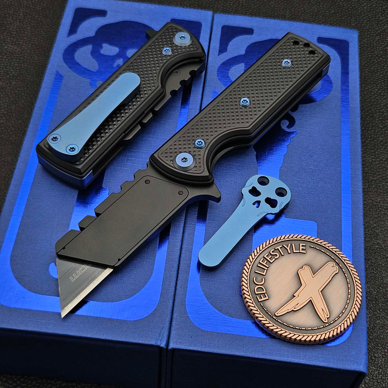 Chaves Knives Blue Label Black Knurled CHUB Flipper Liner Lock