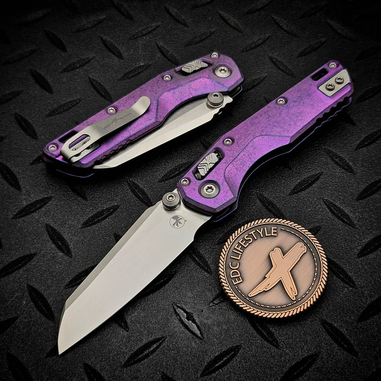 Microtech MSI Ram-Lok Mini Slab Side Purple Haze Titanium 3.10" Stonewash Purple Ti Accent Marfione Select 210M-10MS6  By Edc Lifestyle