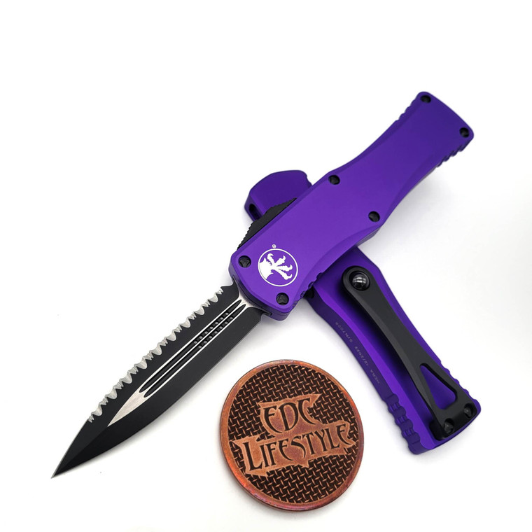 Microtech 702-3PU Purple Hera Double Edge Black Standard Full Serrated