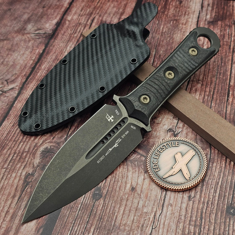 Microtech/Borka Blades SBD Fixed Blade Carbon Fiber Handles & Sheath D/E DLC - Preowned 201-1DLCCFS-804 by EDC Lifestyle