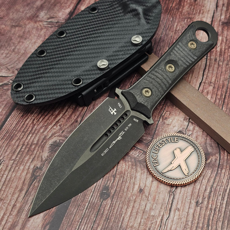 Microtech/Borka Blades SBD Fixed Blade Carbon Fiber Handles & Sheath D/E DLC - Preowned 201-1DLCCFS-799 by EDC Lifestyle