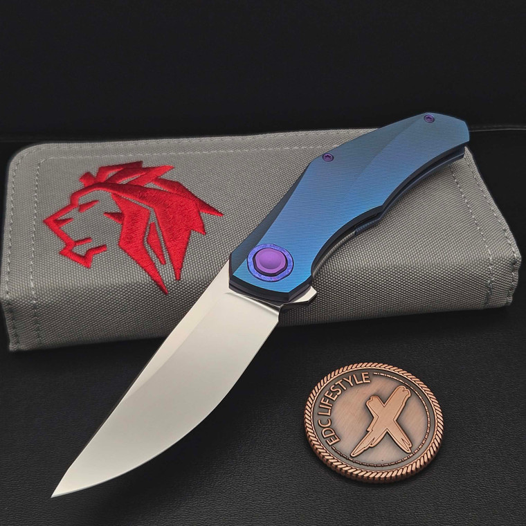 Holt Bladeworks Renegade 300 Pinstripes Crystal Ti Collars, Timascus Clip and Spacer