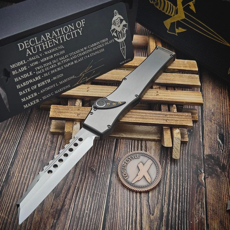 Marfione Custom/Sean Marfione Halo V Two Tone DLC Titanium Mirror Polish Warhound Carbon Fiber Inlays