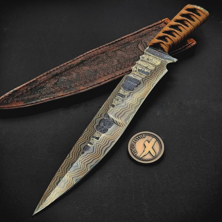 Mick Strider Custom Fixed Blade 10.38" Damascus Compound Grind
