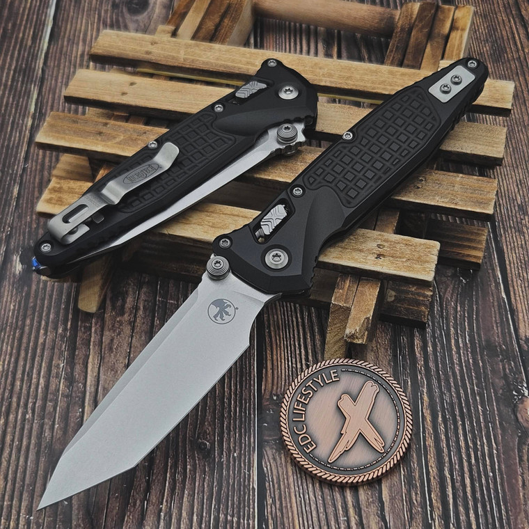 Microtech Socom Ram-Lok Black Aluminum Frag 4.00" T/E Stonewash 161RL-10FR