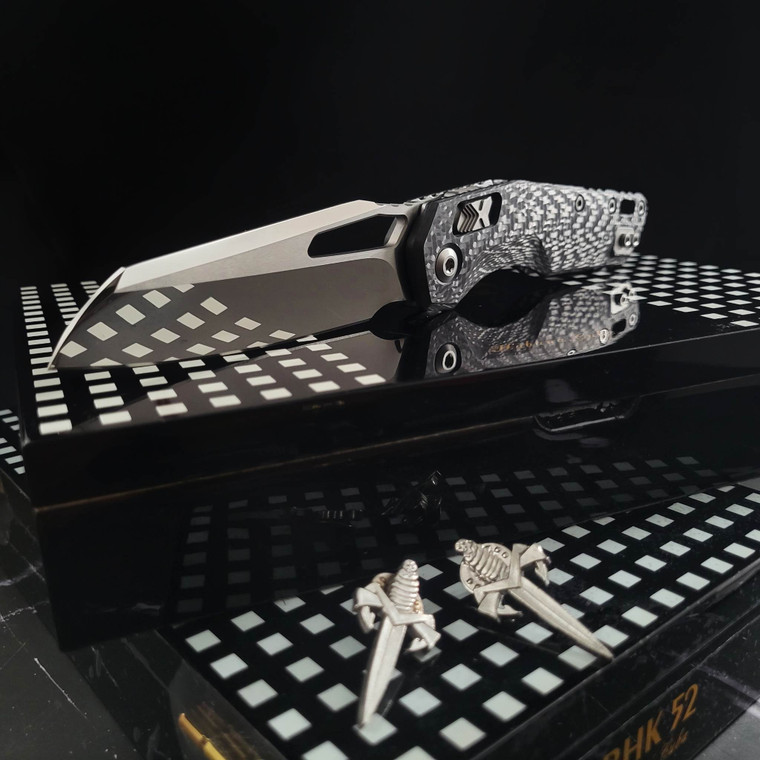 Marfione Custom Knives M.S.I. Mirror Polish Carbon Fiber Scales w/Double Vapor Blast Hardware RAM-LOK Prototype