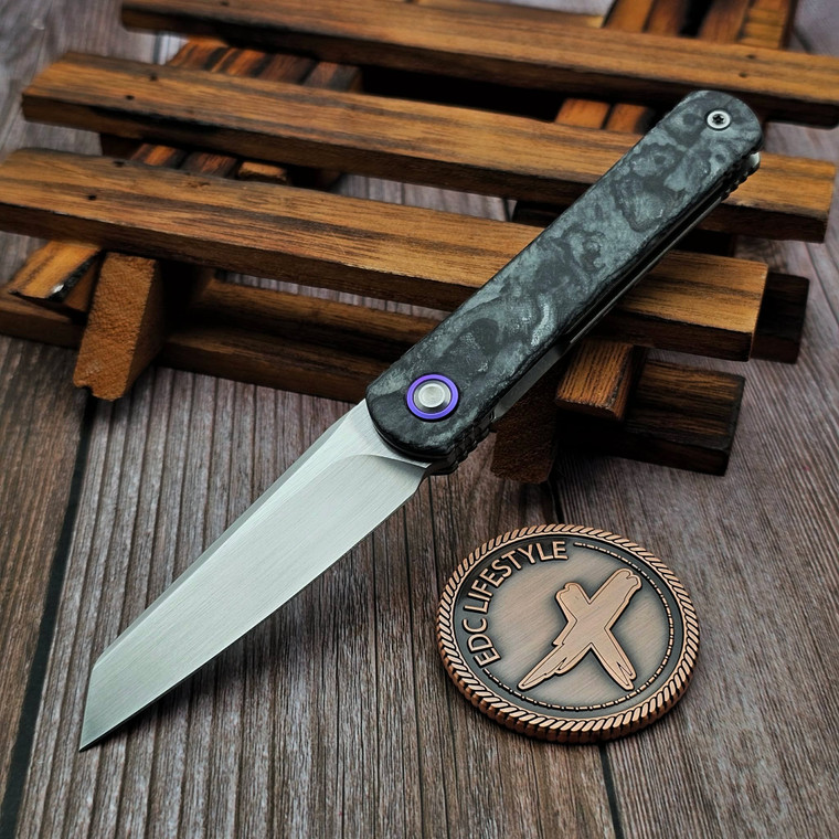 Kizer Knives Feist 3 | CPM S90V + Hand-brushed | Titanium & KizerNova™ Lava | Reverse Tanto | KizerX™ 3499.3A5