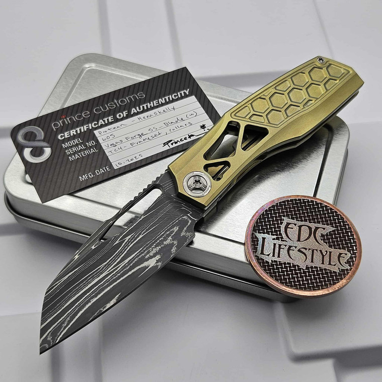 Prince Customs Protean HexaSkelly 2.92" Vegas Forge Stainless Steel Blade S/N 605 - Preowned