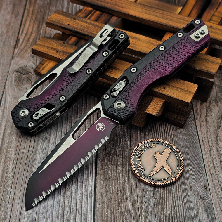 Microtech MSI Ram-Lok Faded Cerakote Sangria Tri-Grip Polymer 3.85" S/E Full Serrated 210T-3PMFSR By Edc Lifestyle