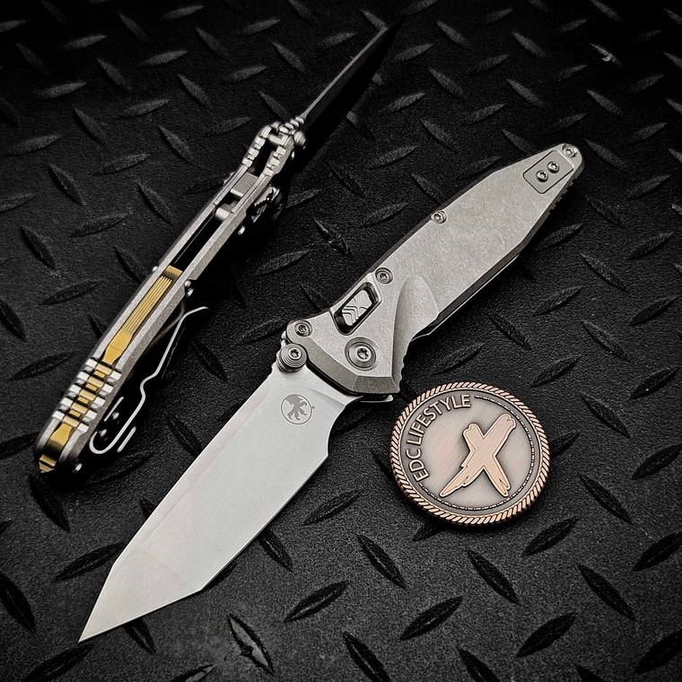 Microtech Socom Ram-Lok Slab Titanium w/Bronze TI Accent 4.00" T/E Stonewash Marfione Select 161RLS-10MS2 By Edc Lifestyle
