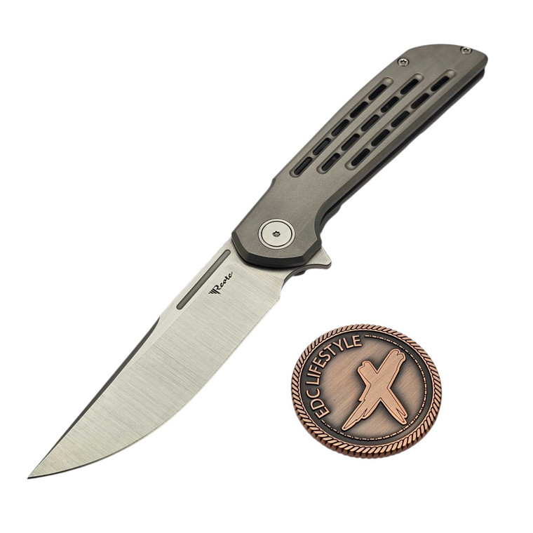Reate Remedy Bead Blast Titanium Frame Lock Flipper 3.7" Belt Satin D/P