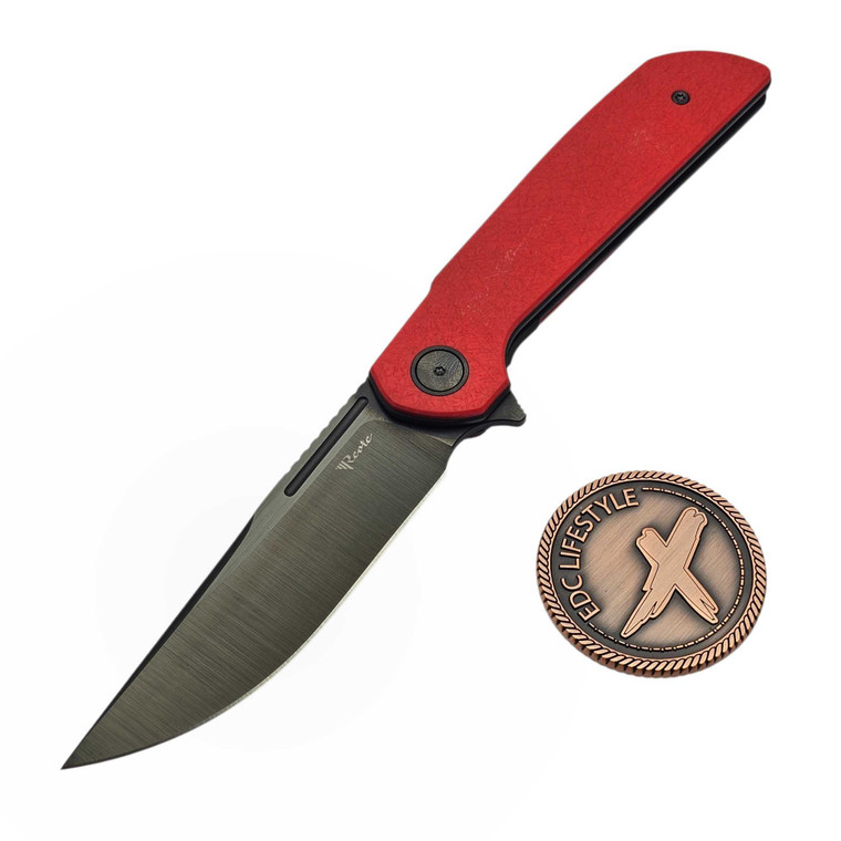 Reate Remedy FatCarbon Glass Red Liner Lock Flipper 3.7" DLC D/P