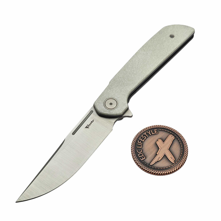 Reate Remedy FatCarbon Glass White Liner Lock Flipper 3.7" Belt Satin D/P