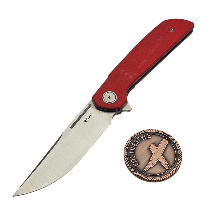 Reate Remedy FatCarbon Glass Red Liner Lock Flipper 3.7" Belt Satin D/P