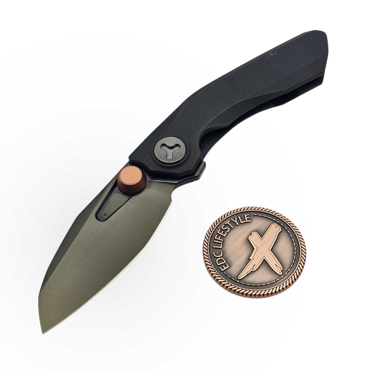 Reate VK-FROK Black PVD Titanium Frame Lock Flipper Zirconium Bead Blast Clip 3.25" DLC