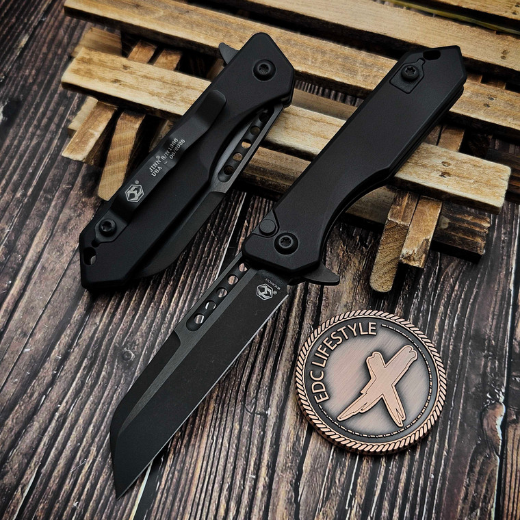 Heretic Knives Black Tactical Jinn Manual 3" DLC H213-6A-T