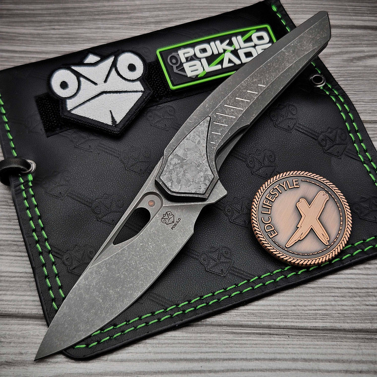 Poikilo Blade VK-Zame Shark S3 Titanium Folder w/Crystal Ti Bolster DSW M398