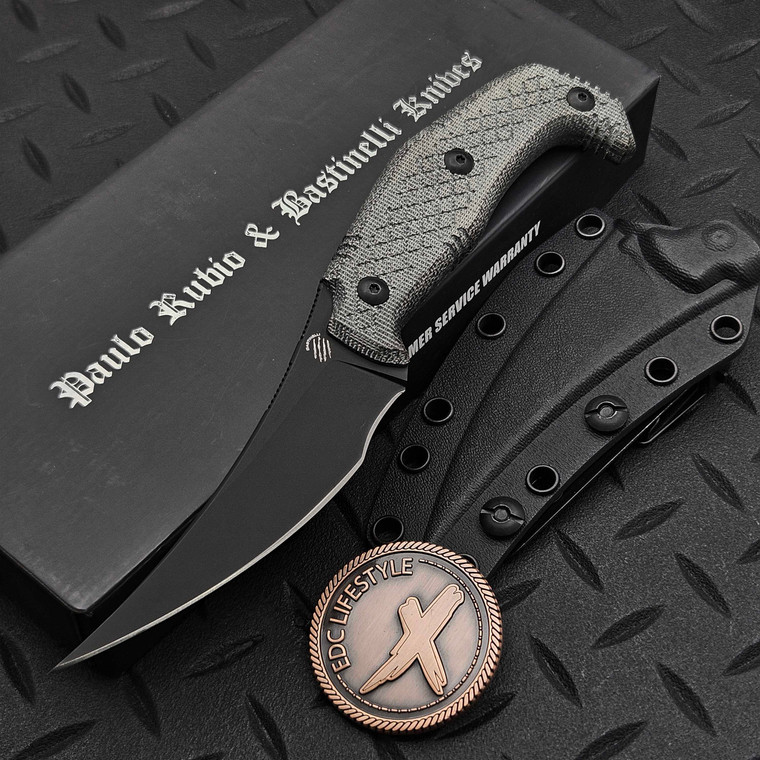 Bastinelli Knives Yummy 4" Fixed Blade PVD Black Micarta