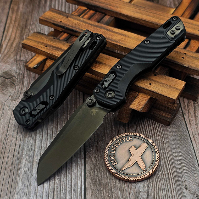 Microtech MSI Ram-Lok Mini Black Fluted Aluminum 3.10" S/E DLC Shadow 210M-1DLCTFLSH