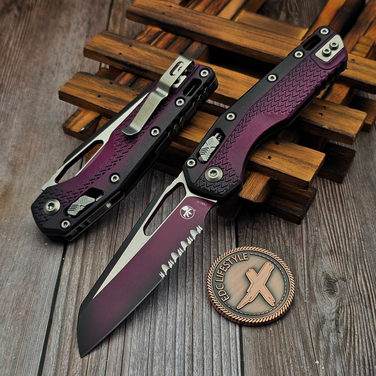 Microtech MSI Ram-Lok Faded Cerakote Sangria Tri-Grip Polymer 3.85" S/E Partial Serrated 210T-2PMFSR