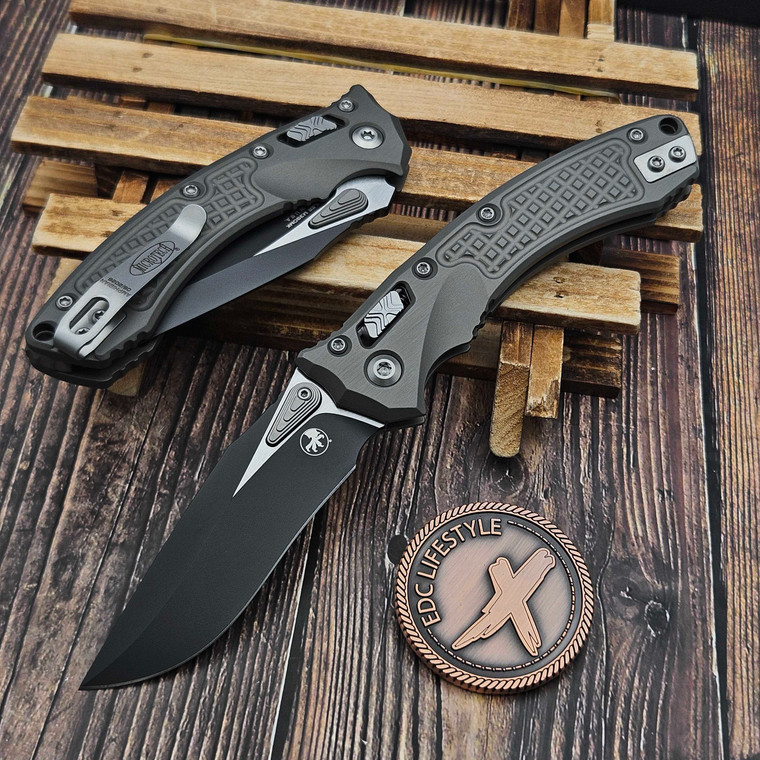 Microtech Amphibian Mini Ram-Lok Natural Clear Aluminum Frag 3.25" S/E 137MRL-1FRNC