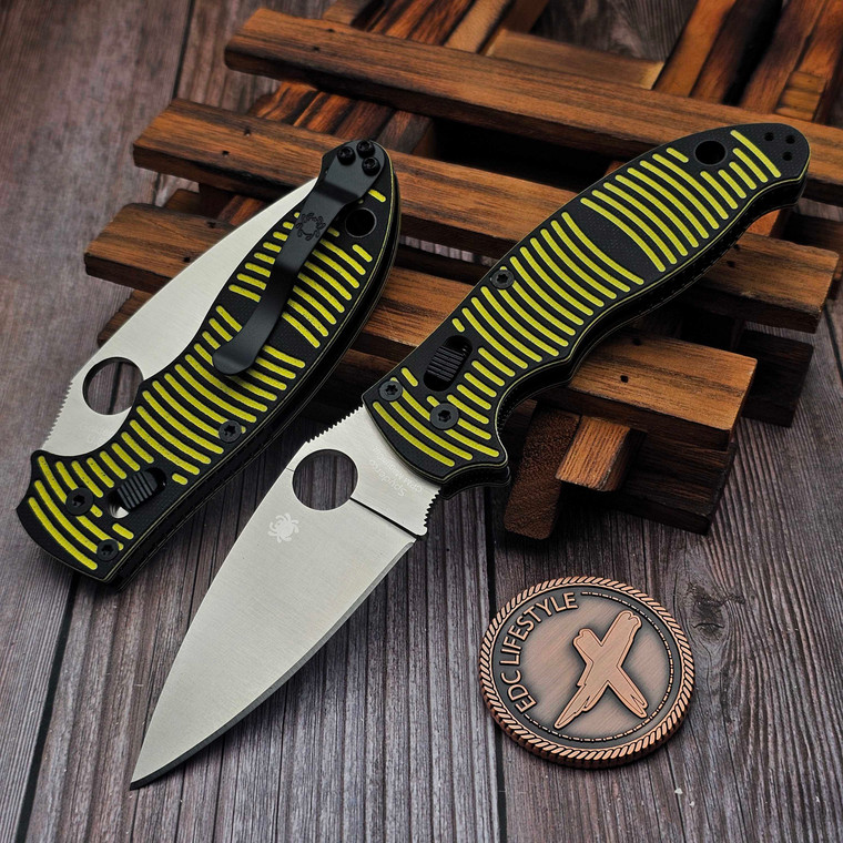 Spyderco Manix 2 Salt Black/Yellow G-10 Axis Lock 3.37" Magnacut C101GBKYLMCP2