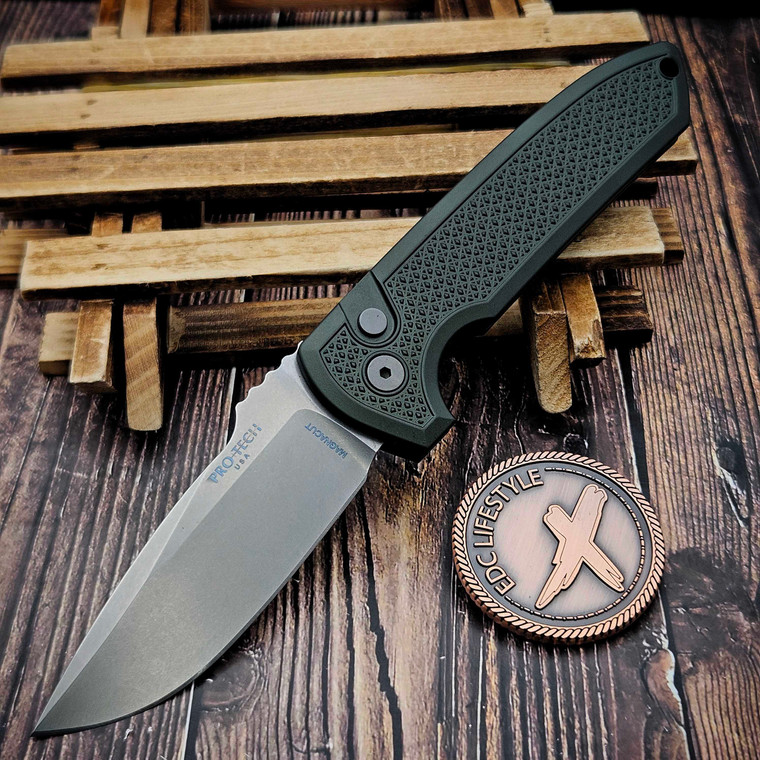 Pro-Tech Rockeye Auto Green 3.38" Stonewash LG3105-Green