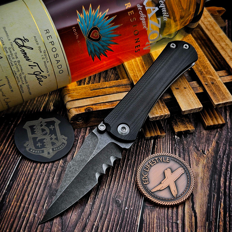 Borka Blades SB Folder A Exp Serrated Chisel Grind Black G10