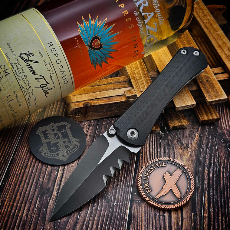 Borka Blades SB Folder A Exp Serrated Chisel Grind Black G10 S2