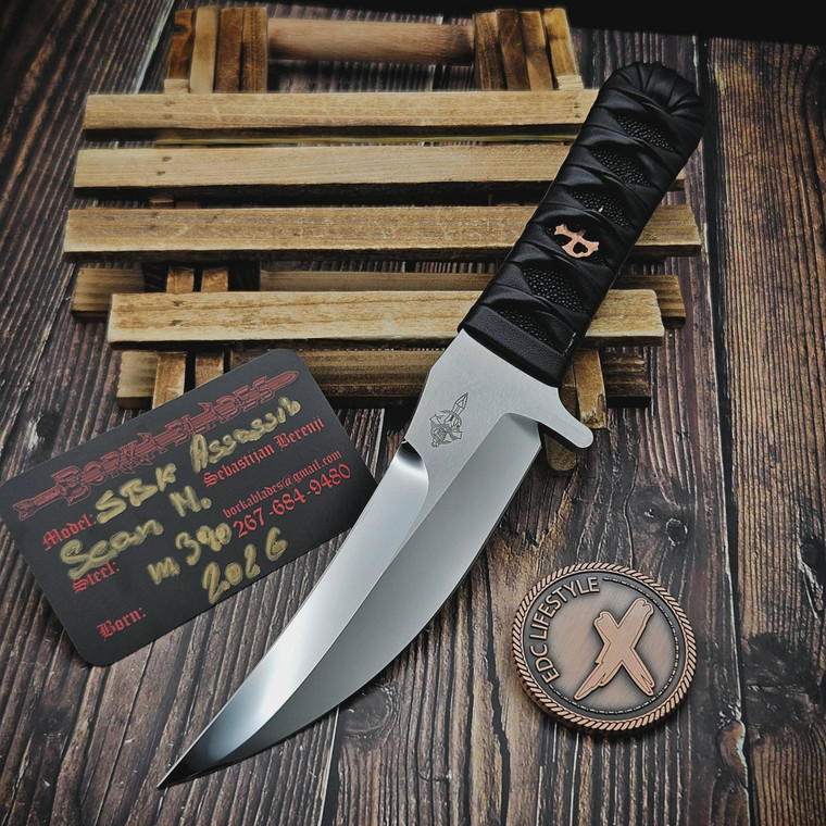 Borka Blades Sean Marifone Tsuka Wrap Stingray & Menuki SBK Assassin Mirror Polish