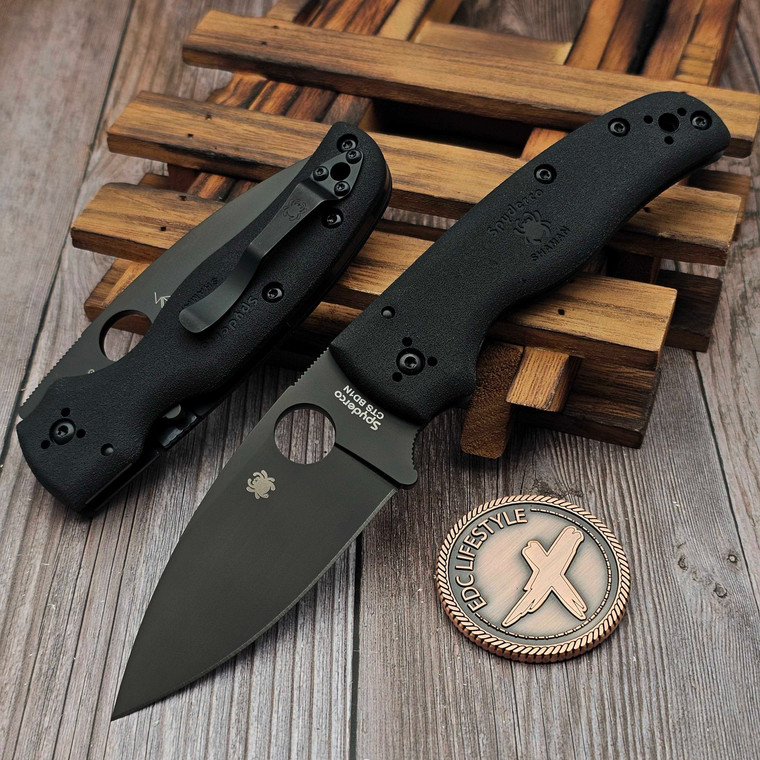 Spyderco Shaman Lightweight Black FRN Compression Lock 3.58" DLC C229PBBK