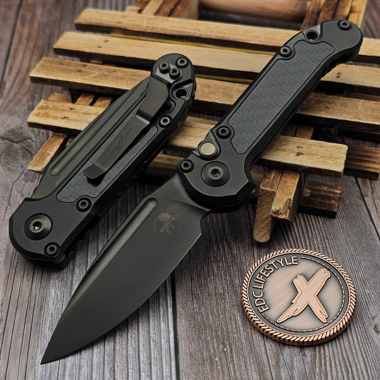 Microtech LUDT DLC Titanium w/Carbon Fiber Inlay 3.5" Clip Point DLC Stonewash DLC Ti Accent Marfione Select 1135-1DLCTMS1