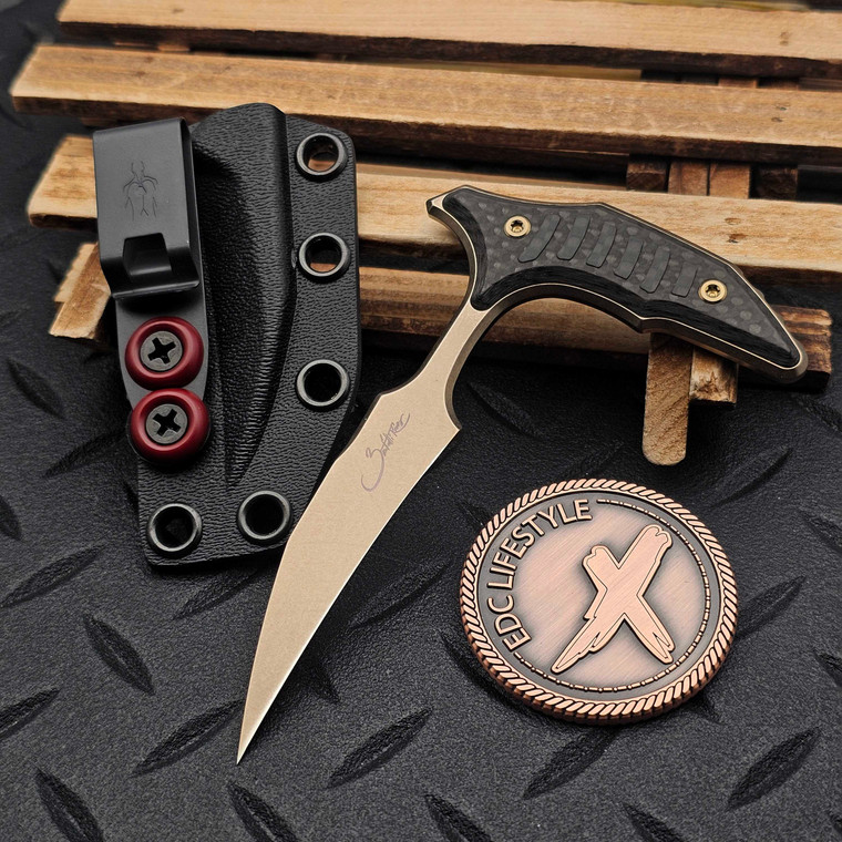 Microtech/Bastinelli Bee Bee Push Dagger Bronzed Stonewash Carbon Fiber Scales & Bronze Ti HW 218-13MS2