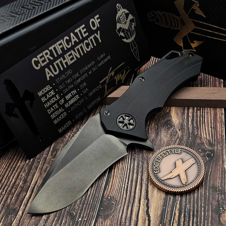 Marfione Custom Starlord Black G10 DLC Stonewash - Preowned