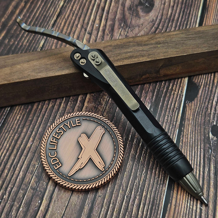 Microtech Siphon II Black Stainless Steel Flamed Ti Lever S/N 907 - Preowned