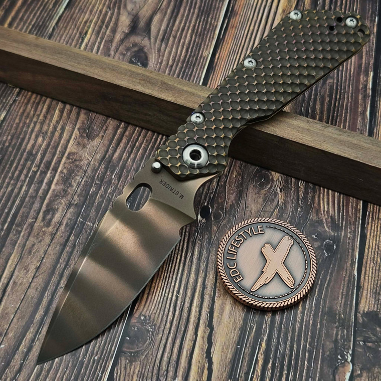 Strider Knives SMF Heat Colored Titanium DGG Double GunnerGrip 4" - Preowned