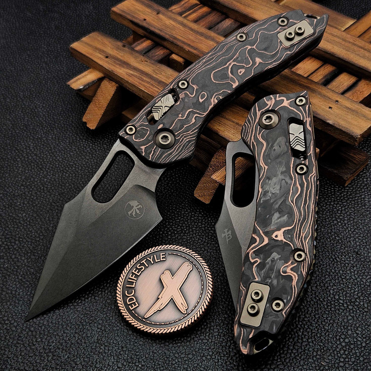 Microtech Stitch Ram-Lok Livewire Carbon Fiber DLC Stonewash w/Flamed Ti Accent & Bronzed Stainless HW 169RL-1DLCMS1