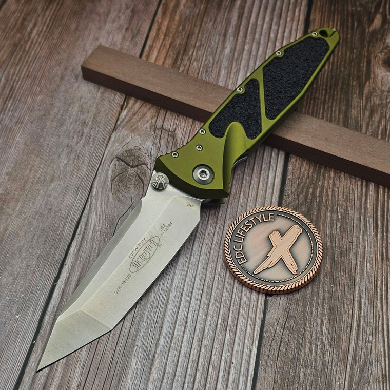 Microtech Socom Elite Manual OD Green T/E Stonewash 161-10OD S/N 18530 - Preowned