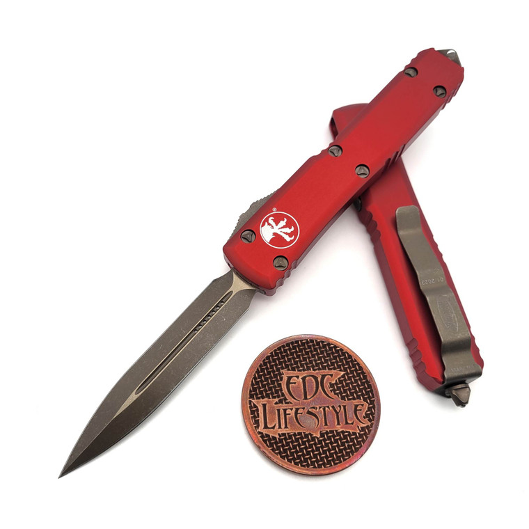 Microtech Ultratech 122-13APRD Red Bronzed  Apocalyptic Double Edge
