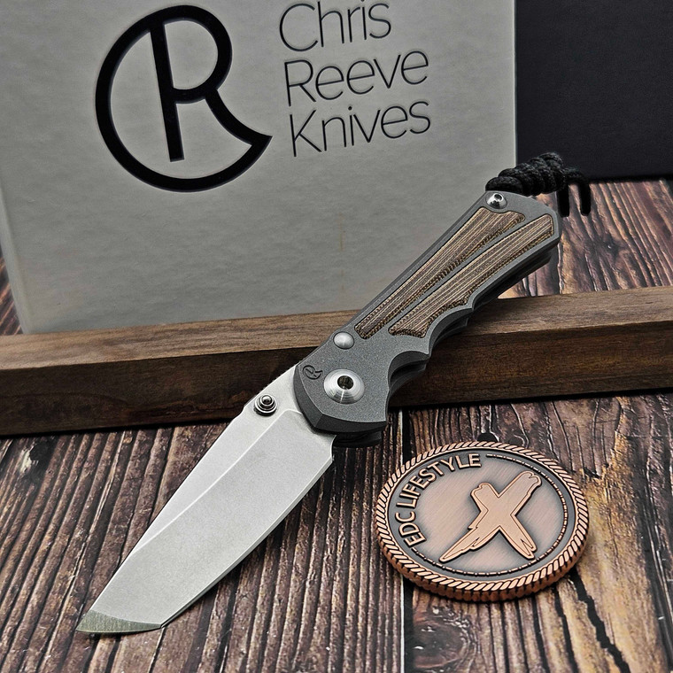 Chris Reeve Knives CRK Small Inkosi Natural Canvas Micarta Inlay S35VN Tanto SIN-1045 - Preowned