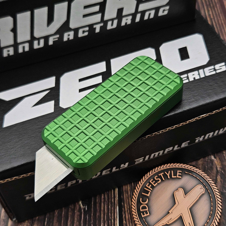 Rivery Zero Grenade Green Aluminum CadLabCNC Razor Blade OTF w/Lanyard Hole by EDC Lifestyle
