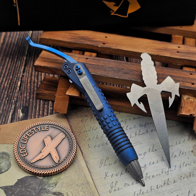 Marfione Custom Siphon II Antique Blue Frag Titanium w/Blue Ti Lever 401-ABFRBLTI-MCK