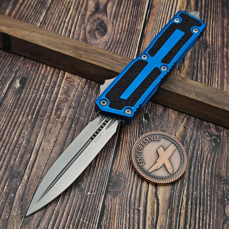 Microtech Scarab II Gen III Blue D/E Stonewash 1280-10BL - Preowned